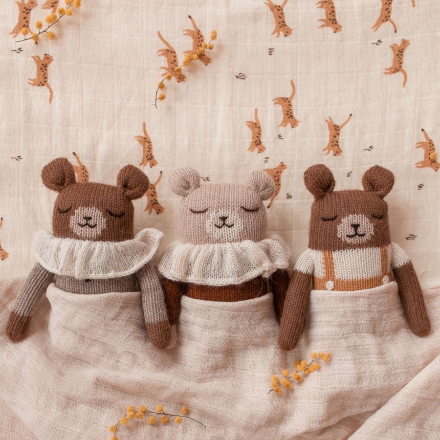 Gifts Main Sauvage Gifts For Newborns | Teddy Knitted Toy In Oat Pyjamas