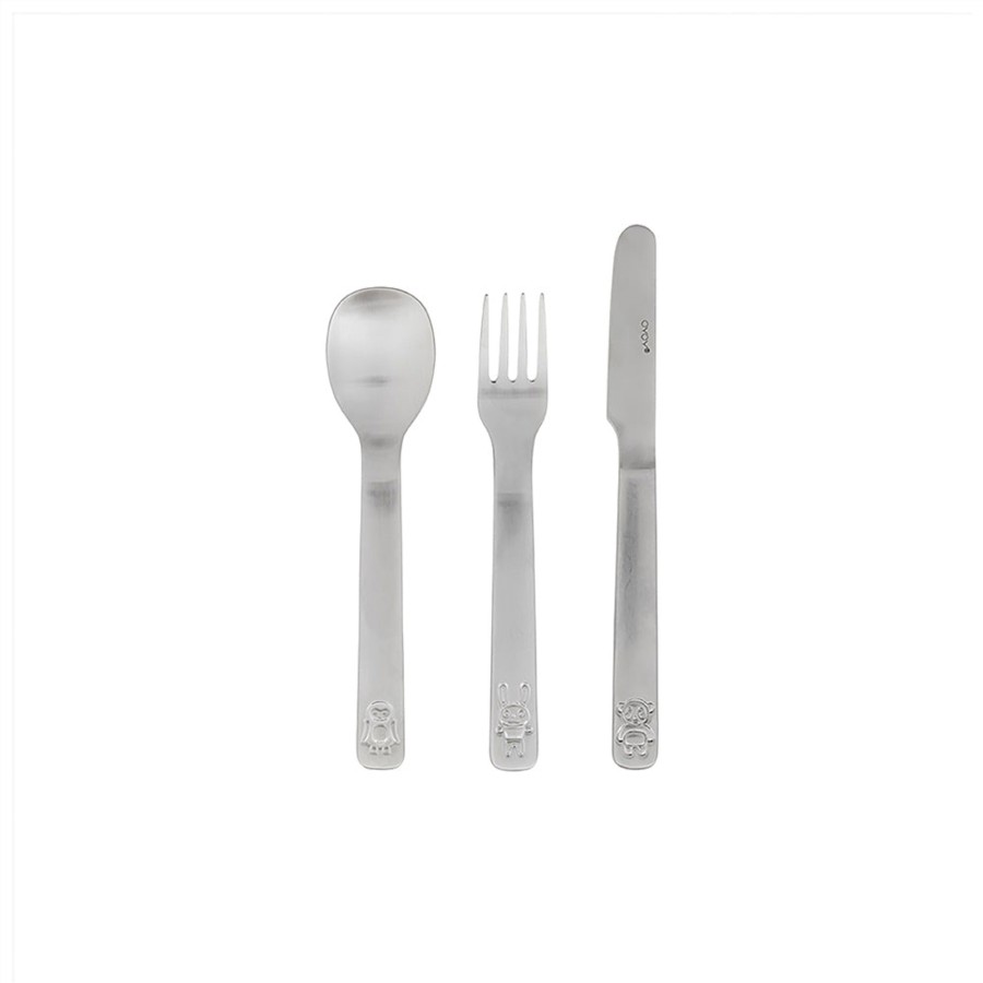 @Home OYOY Cutlery & Straws | Cutlery Set We Love Animals - Brushed Steel