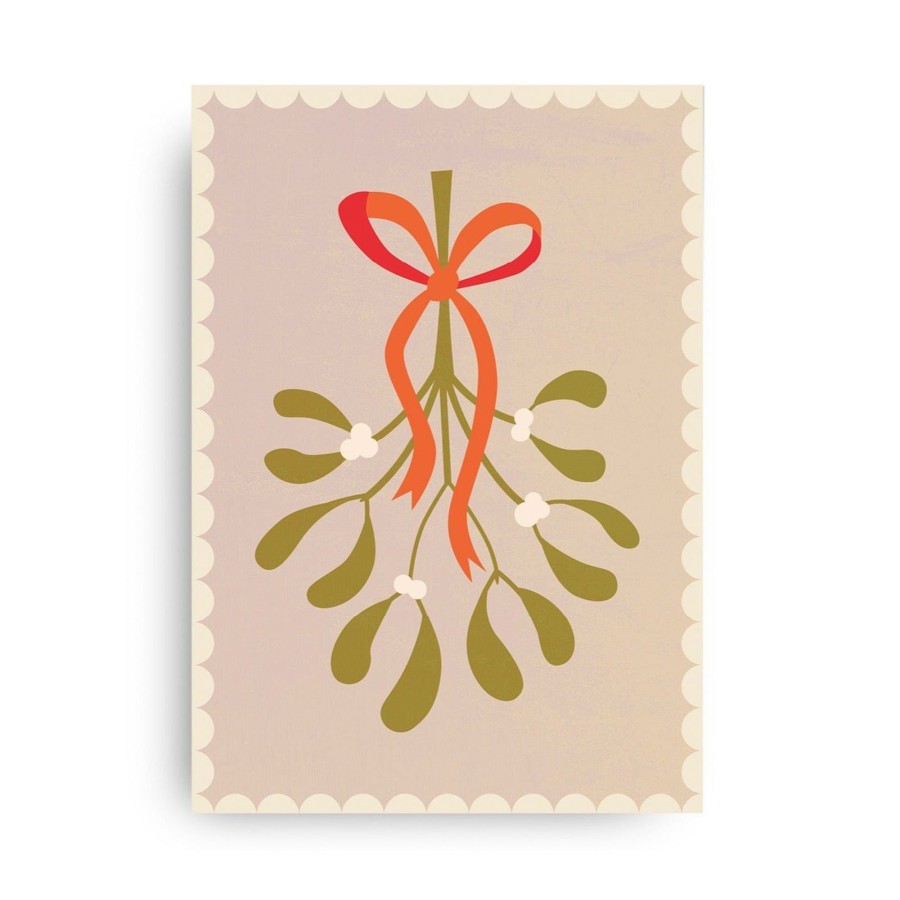 Gifts MONIMARI Eid Gift Shop | Christmas Mistletoe Postcard By Monimari | Beige