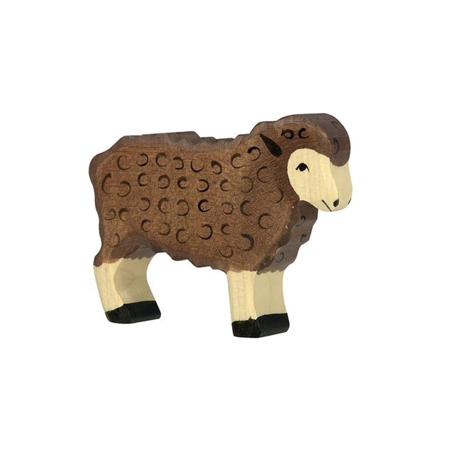 Play & Learn Holztiger Wooden Toys | Black Standing Sheep Wooden Figure