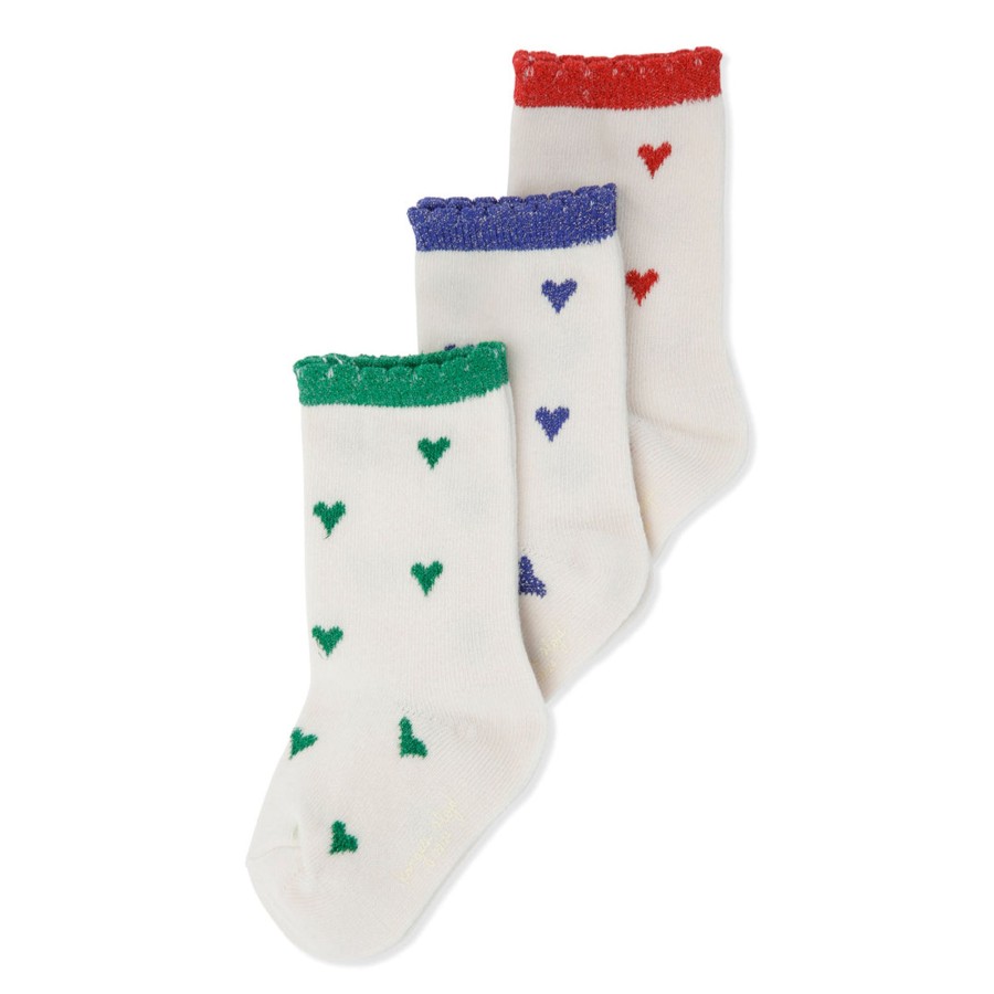 @Home Konges Slojd Valentines | Heart Socks Pack Of 3 | Summer Sand Hearts