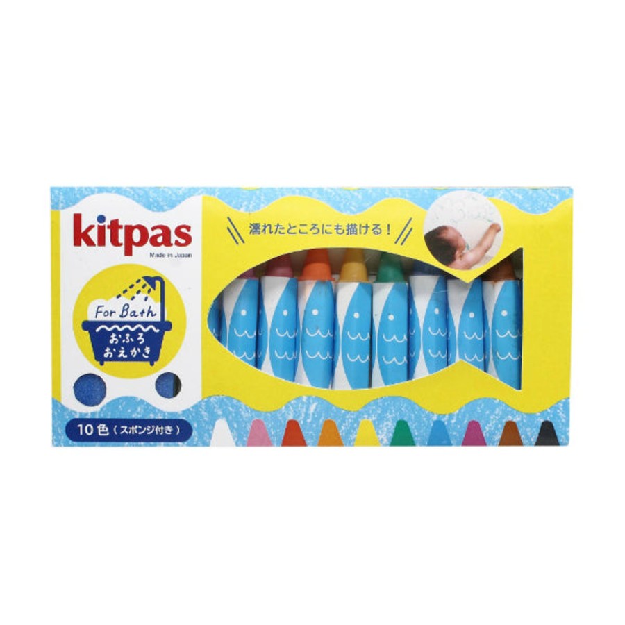 Play & Learn Kitpas Bath Toys | Bath Crayons Set 10 Colours With Sponge