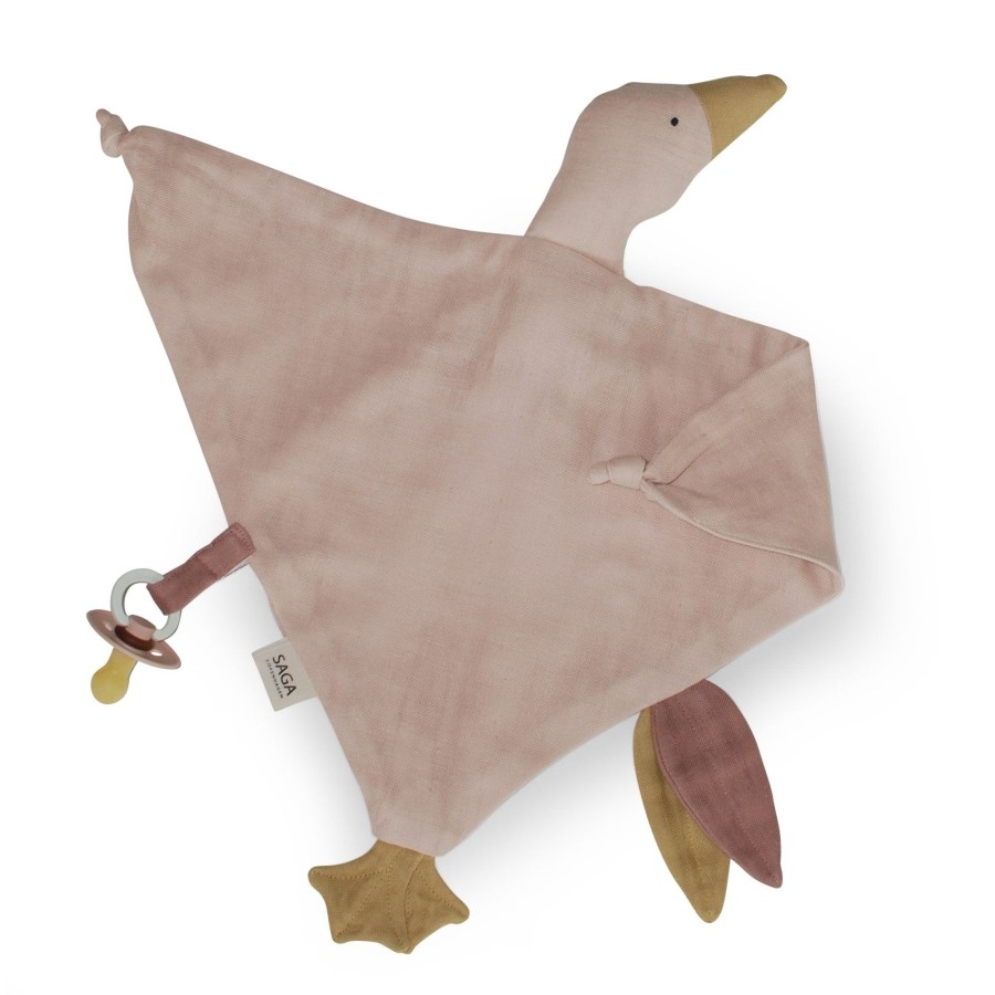 Gifts SAGA Copenhagen Gifts For Newborns | Organic Cotton Goose Cuddle Cloth | Misty Rose