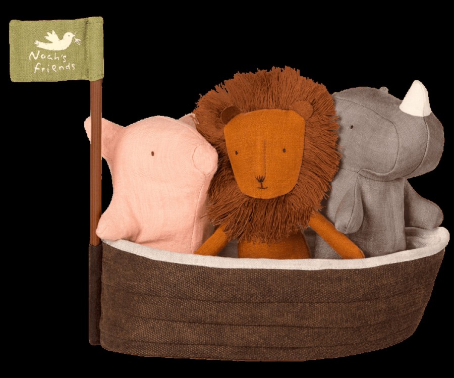 Gifts Maileg Little Treats | Noah'S Ark With 3 Mini Animals Rattles