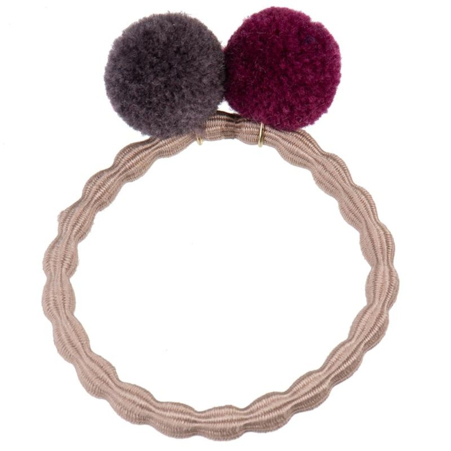 Clothing & Accessories Bon Dep Hair Accessories | Kknekki Dove Hair Tie With Muldvarp And Wine Pom Pom By Bon Dep