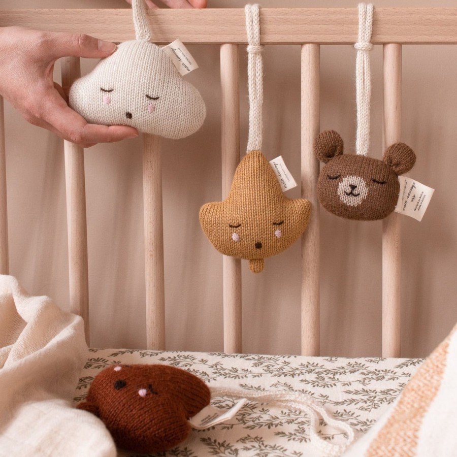 Baby Main Sauvage Rattles & Pram Toys | Leaf Sienna Hanging Rattle