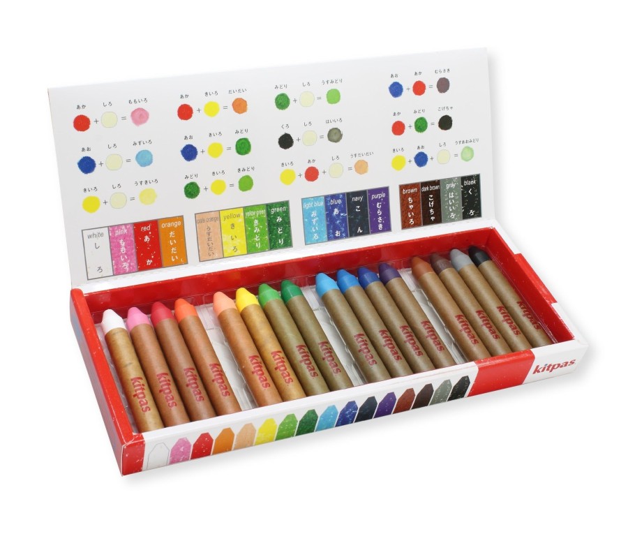 Play & Learn Kitpas Chalk & Crayons | Medium Crayons By Kitpas (16 Colours)