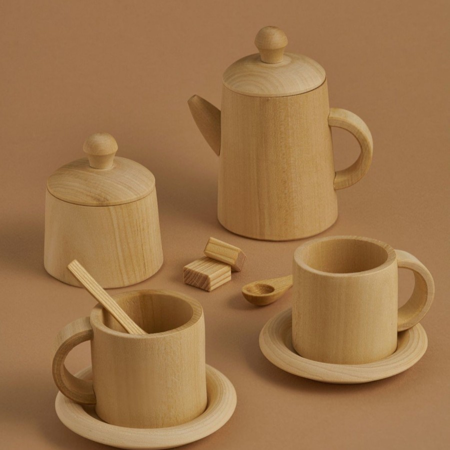 Play & Learn Raduga Grez Pretend Play | Wooden Tea Set - Natural