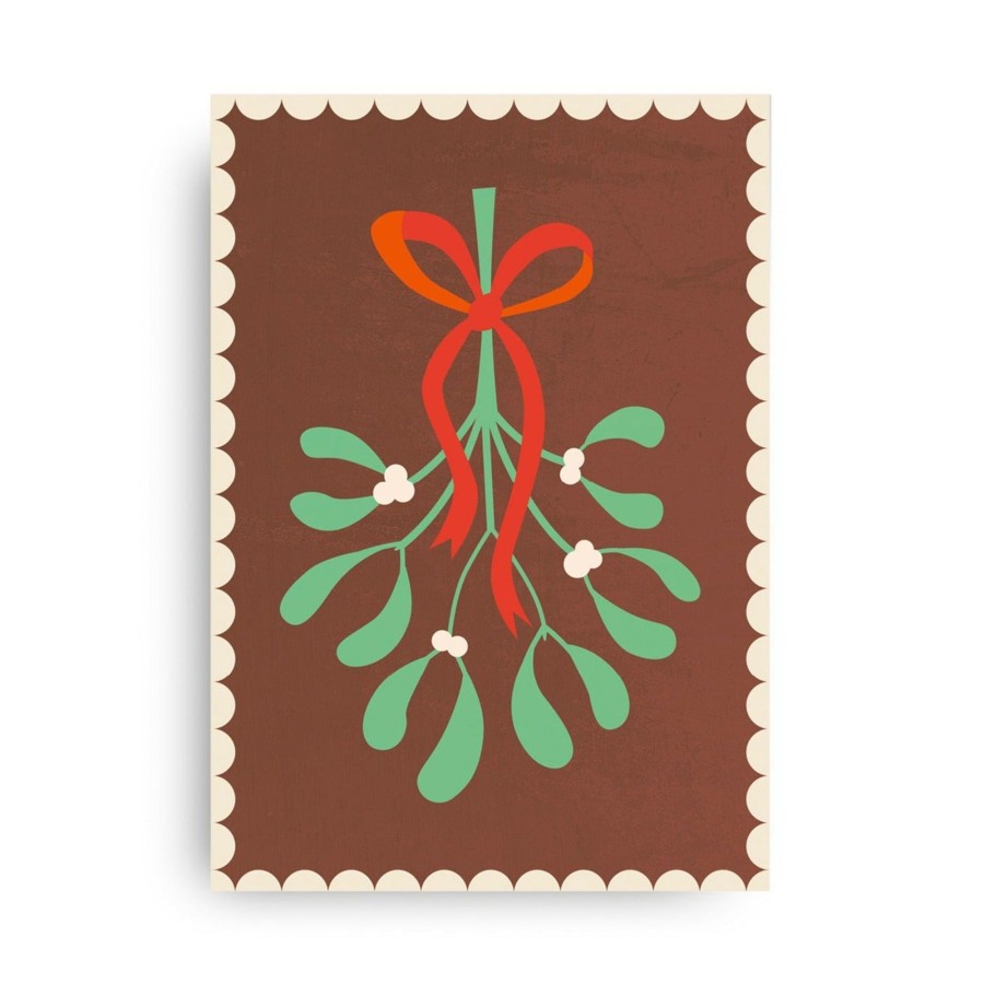 Gifts MONIMARI Eid Gift Shop | Christmas Mistletoe Postcard By Monimari | Brown