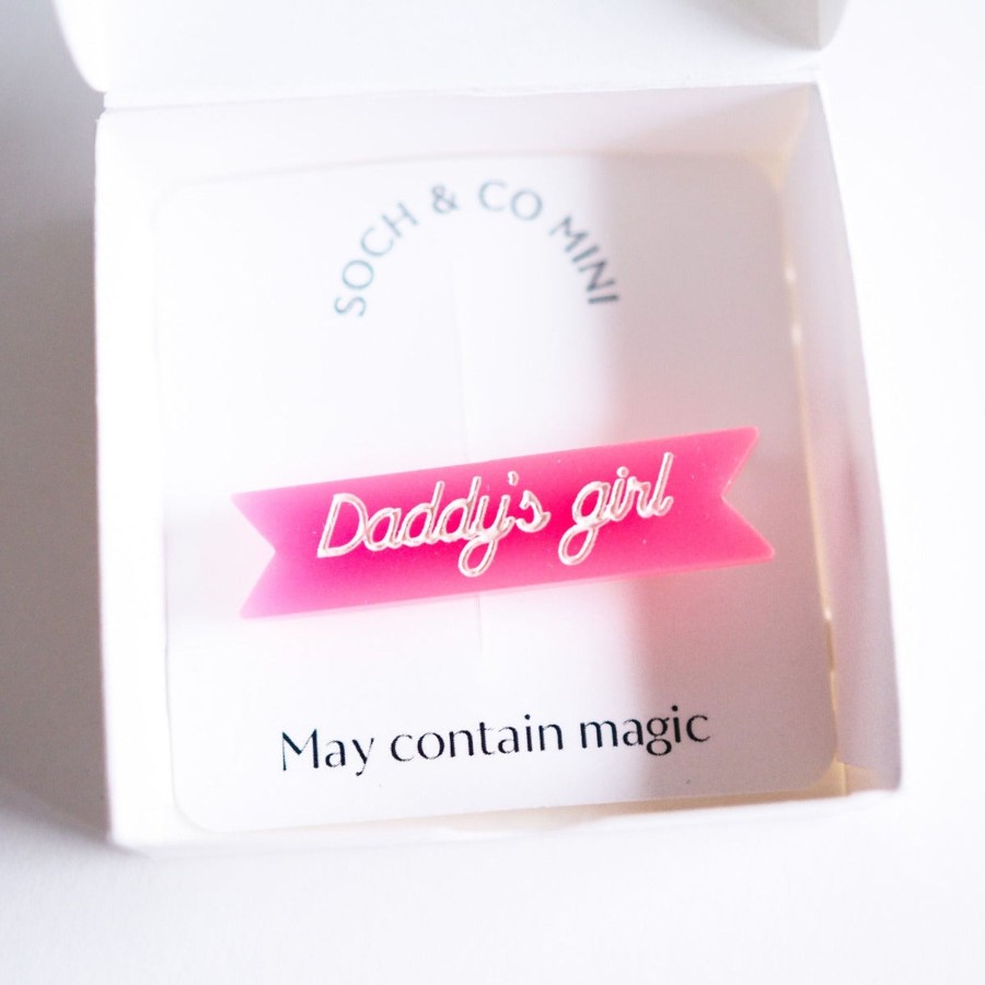 Clothing & Accessories Soch & Co Hair Accessories | Daddy'S Girl Acrylic Hair Clip | Pop Pink