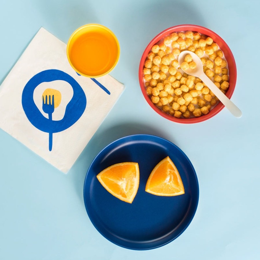 @Home Ekobo Dinnerware Sets | Bamboo Kid Dinner Set Emi - Lemon / Tomato / Royal Blue / White By Ekobo