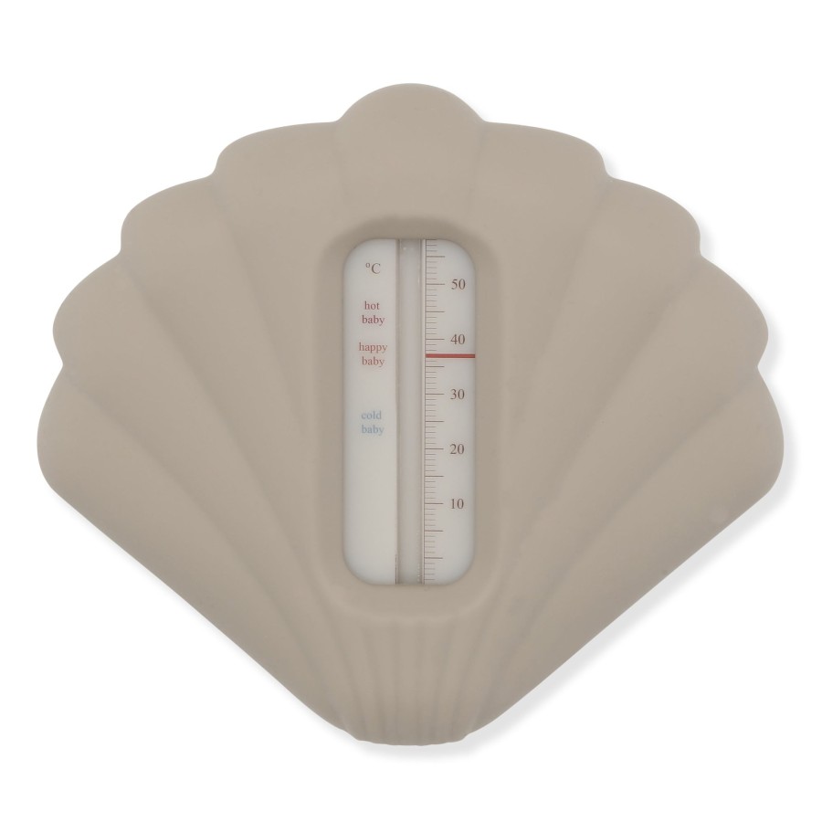 Baby Konges Slojd Towels & Thermometer | Shell Silicone Bath Thermometer | Warm Grey