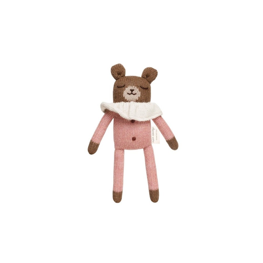 Gifts Main Sauvage Little Treats | Teddy Knitted Toy In Rose Pyjamas