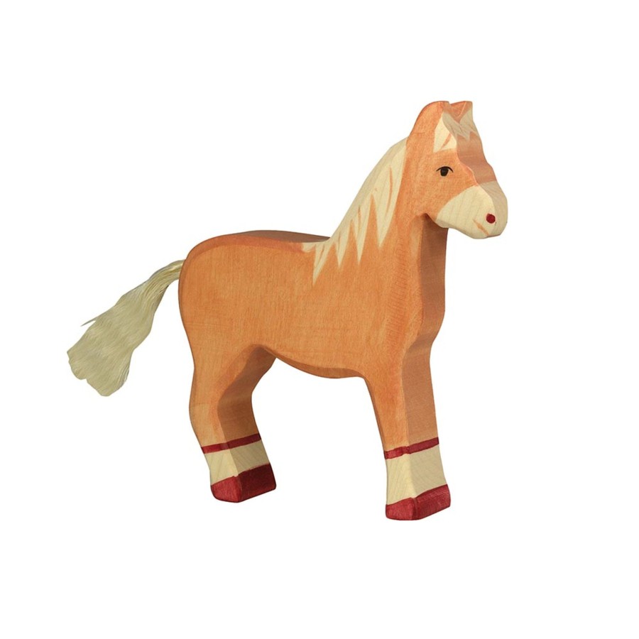 Gifts Holztiger Little Treats | Standing Light Brown Horse Wooden Figure