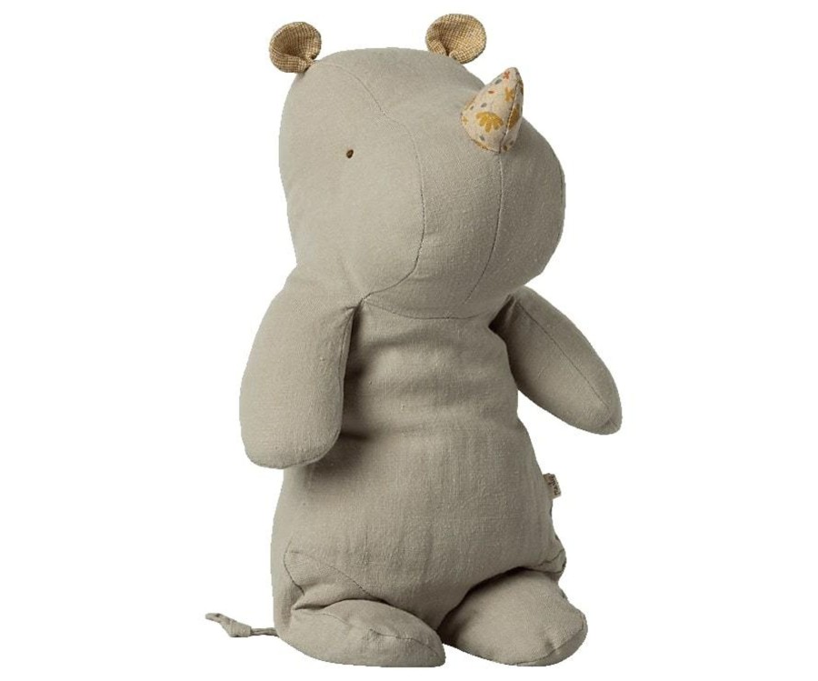 Baby Maileg Soft Toys | Safari Friends, Medium Rhino | Light Grey