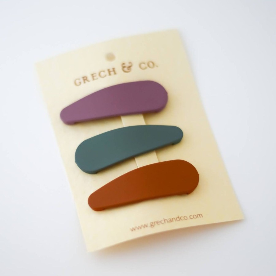 Clothing & Accessories Grech & Co. Hair Accessories | Grech & Co. Snap Matte Clip Set Of 3 | Fern, Spice, Burlwood