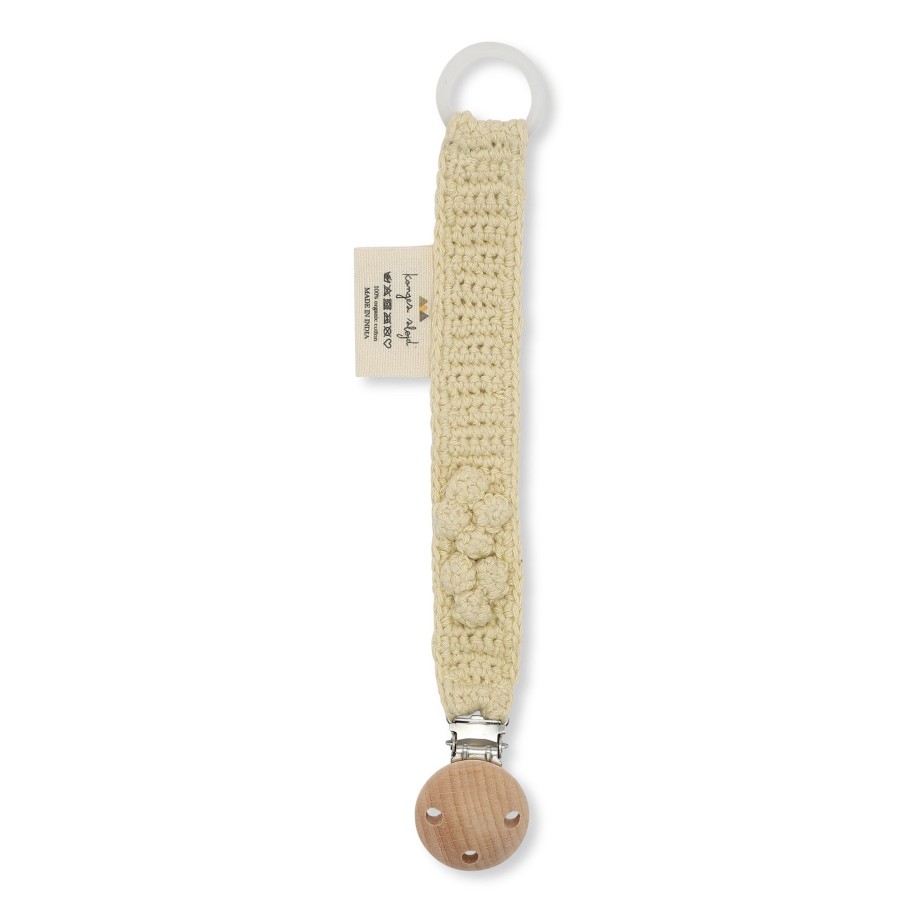 Gifts Konges Slojd Gifts For Newborns | Knitted Organic Cotton Pacifier Clip | Cream