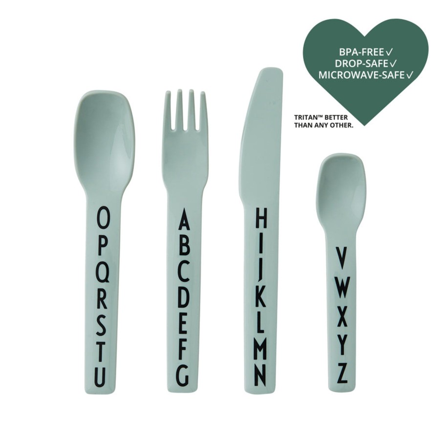 @Home Design Letters Cutlery & Straws | Kids Cutlery In Green By Design Letters