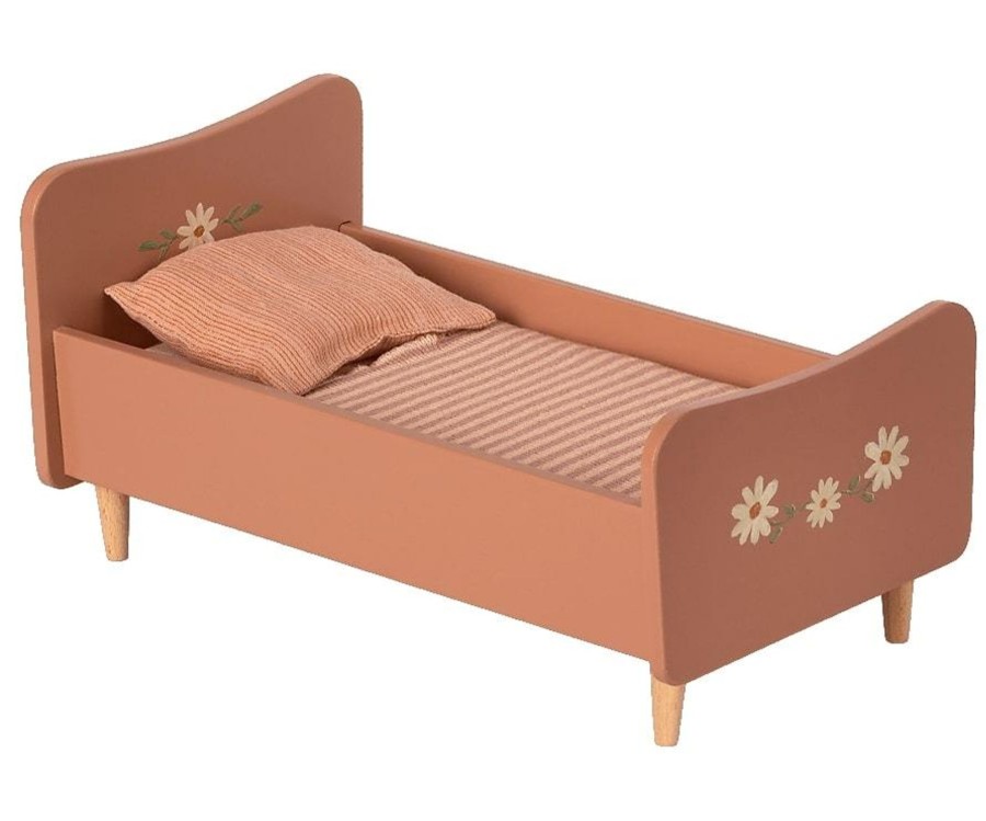 Play & Learn Maileg Pretend Play | Rose Wooden Bed, Mini