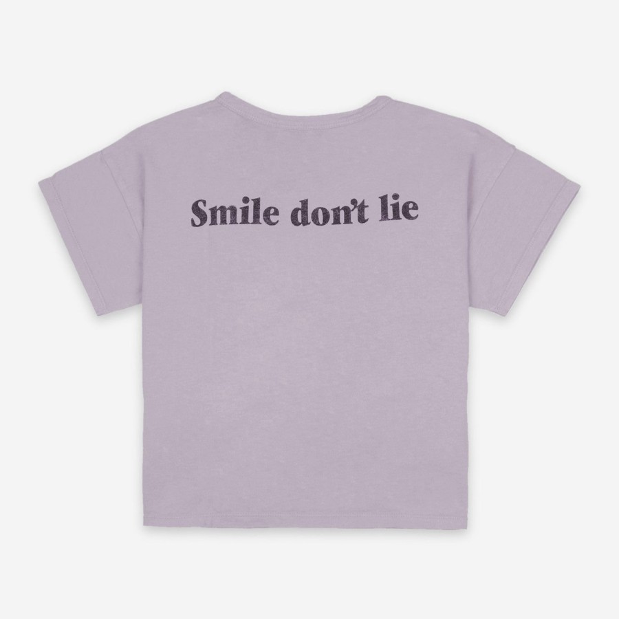 Clothing & Accessories BOBO CHOSES Tops & Bottoms | Big Smile Lilas Organic Cotton Short Sleeve T-Shirt