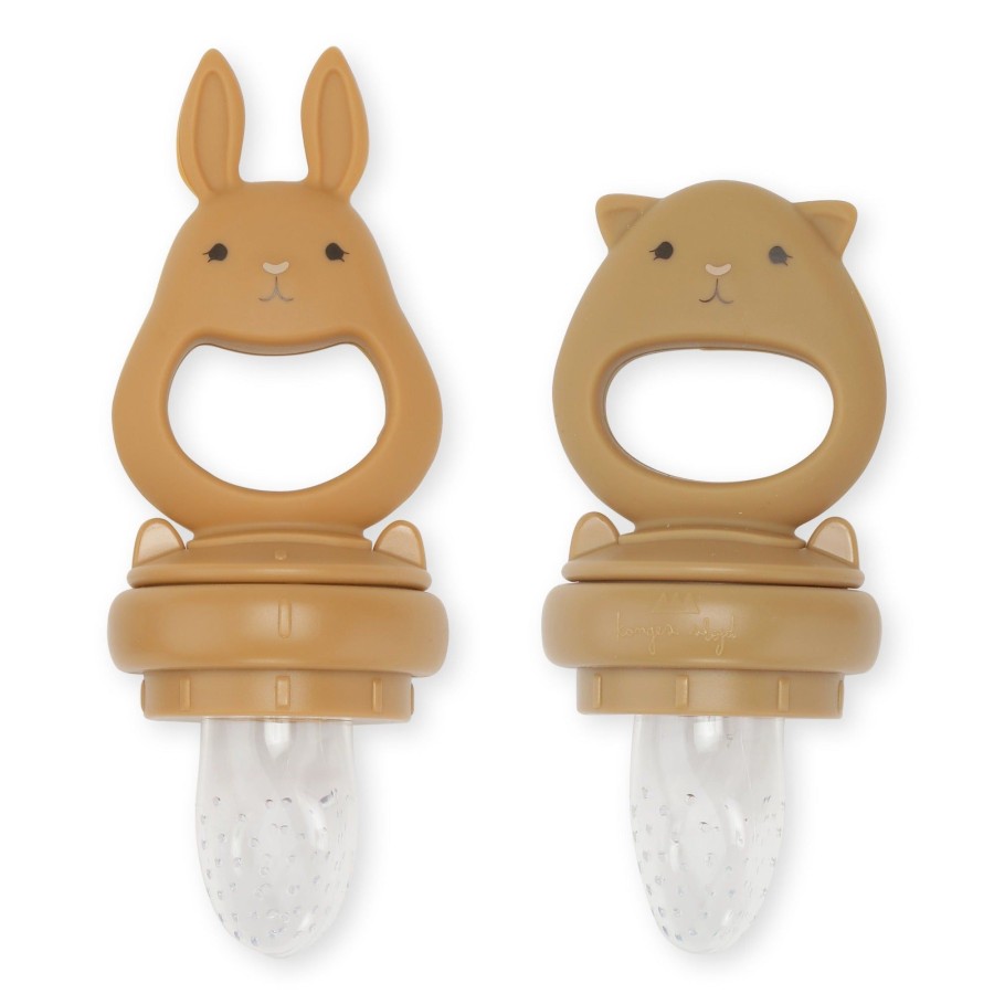 Baby Konges Slojd Baby Mealtime | 2 Pack Silicone Fruit Feeding Pacifier | Almond/Terracotta