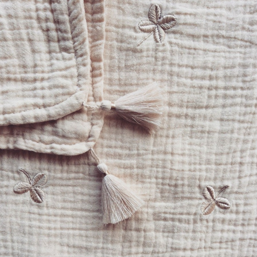 Baby Gentil Coquelicot Blankets & Swaddles | Clover Embroidered Baby Blanket