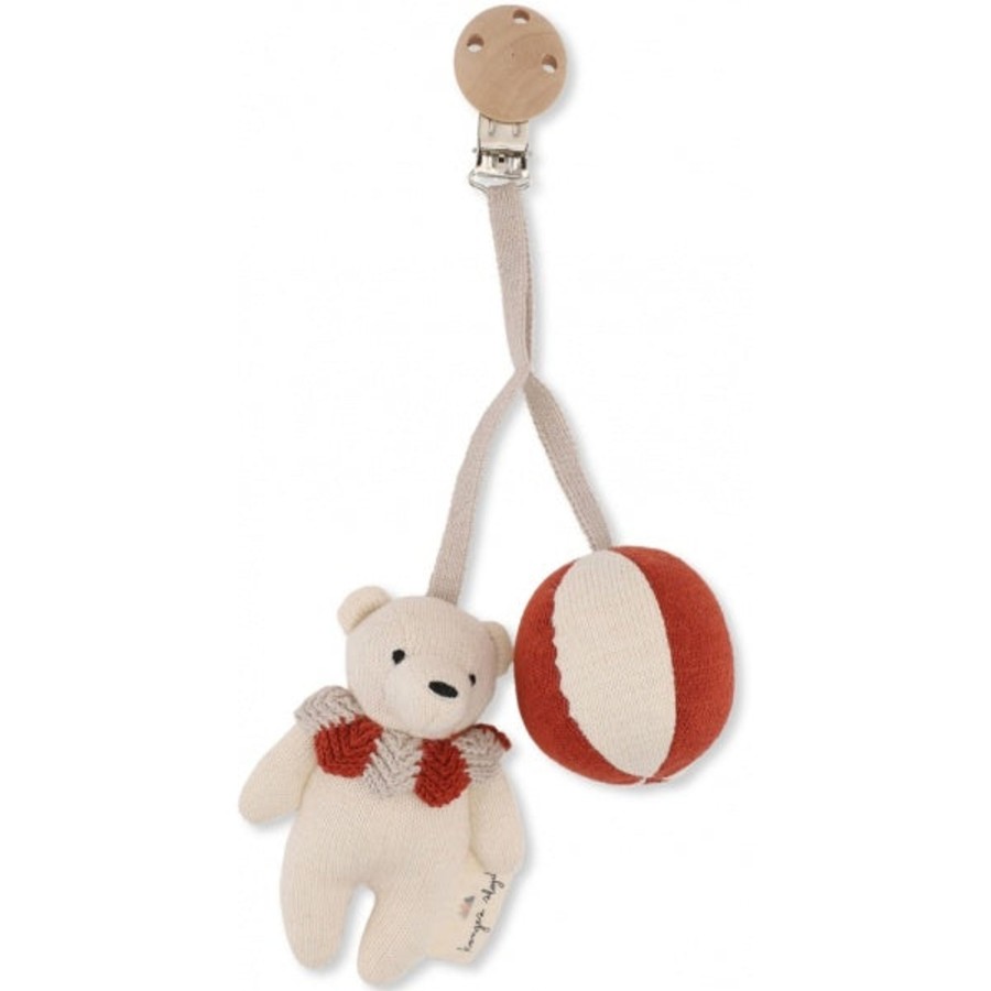 Baby Konges Slojd Rattles & Pram Toys | Organic Cotton Bear Clip Toy Toffee