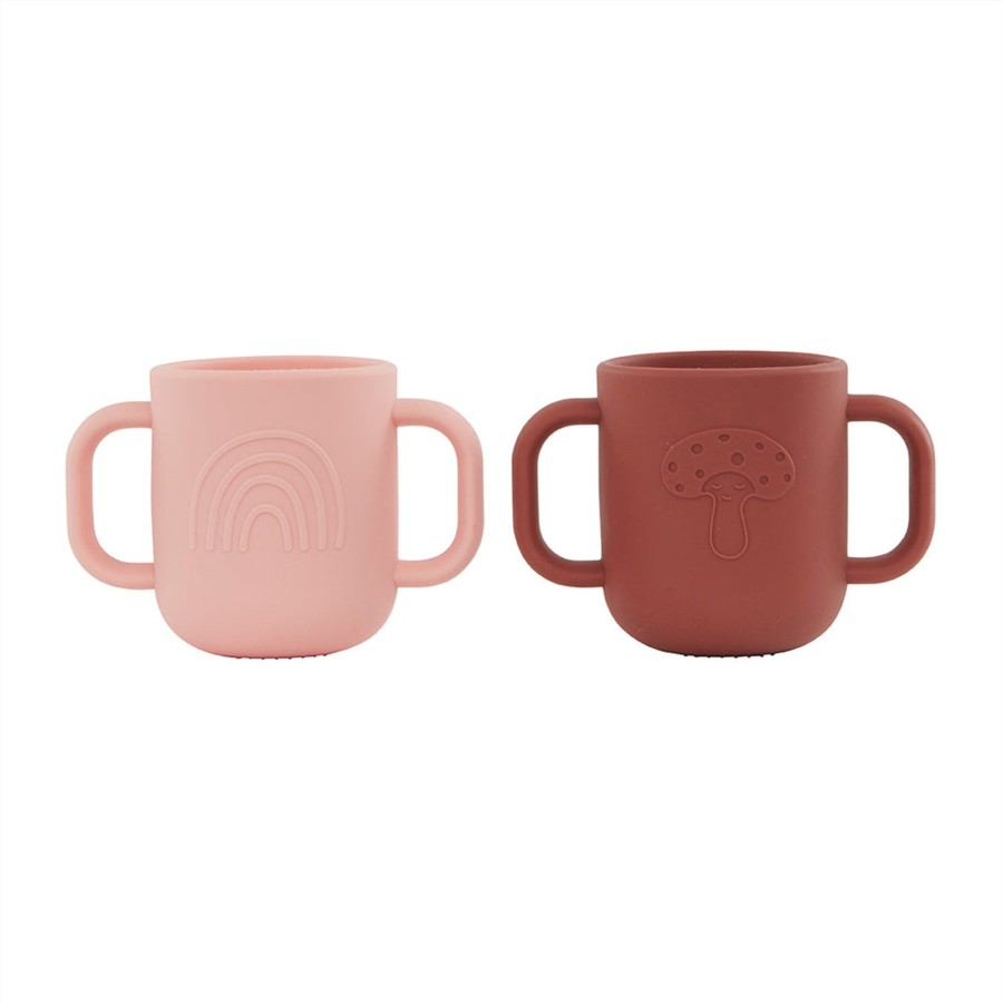 @Home OYOY Dinnerware Sets | Kappu Infant Cup - Pack Of 2 | Coral / Nutmeg