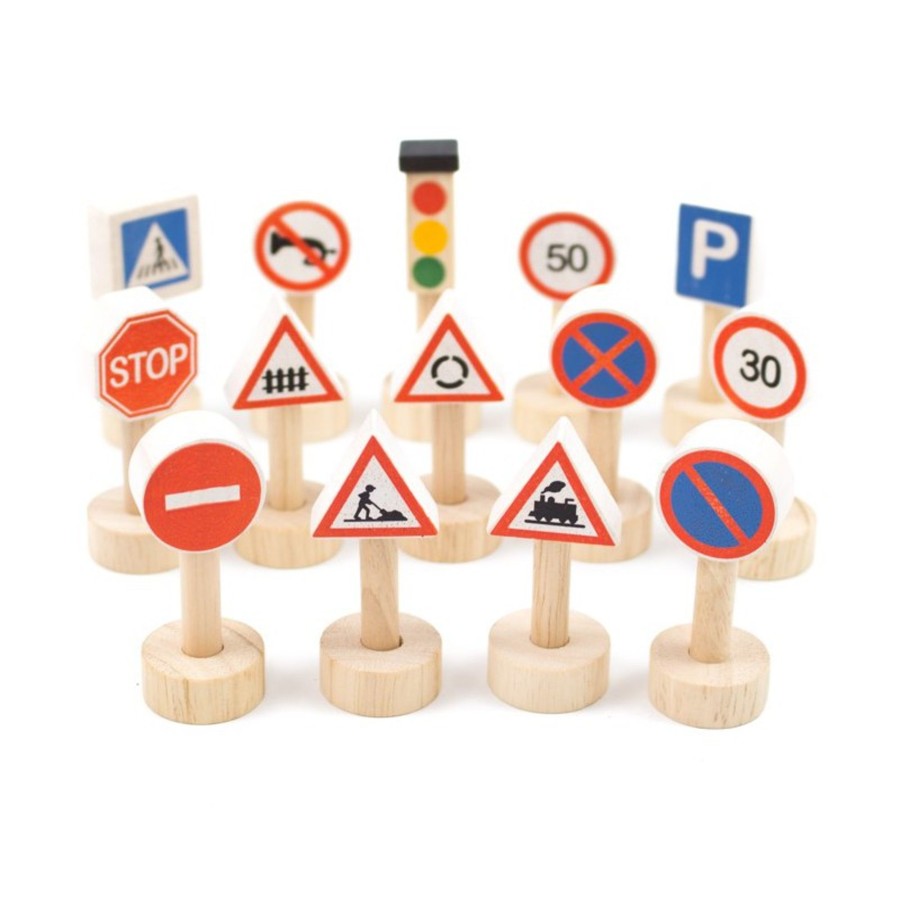 Play & Learn Plan Toys Wooden Toys | Set Of Traffic Signs & Lights