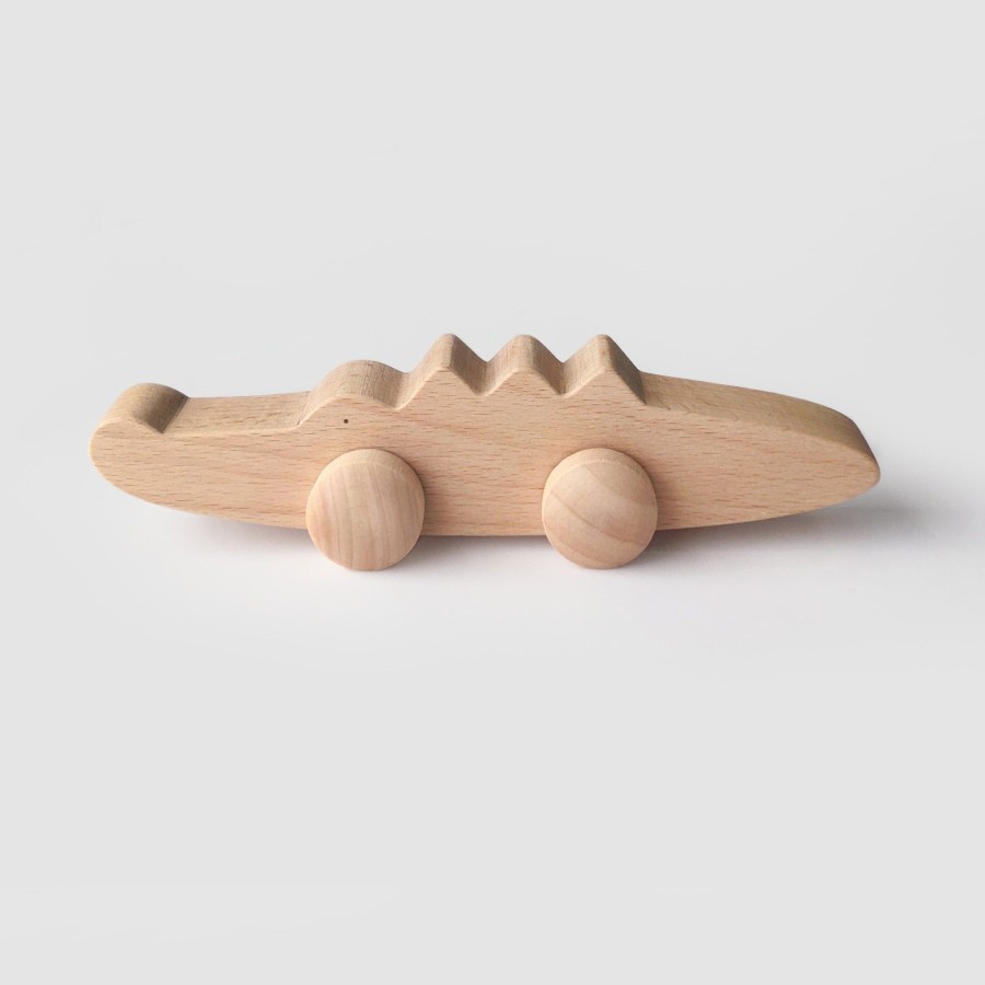 Gifts Tangerine Studio Little Treats | Wooden Crocodile With Wheels