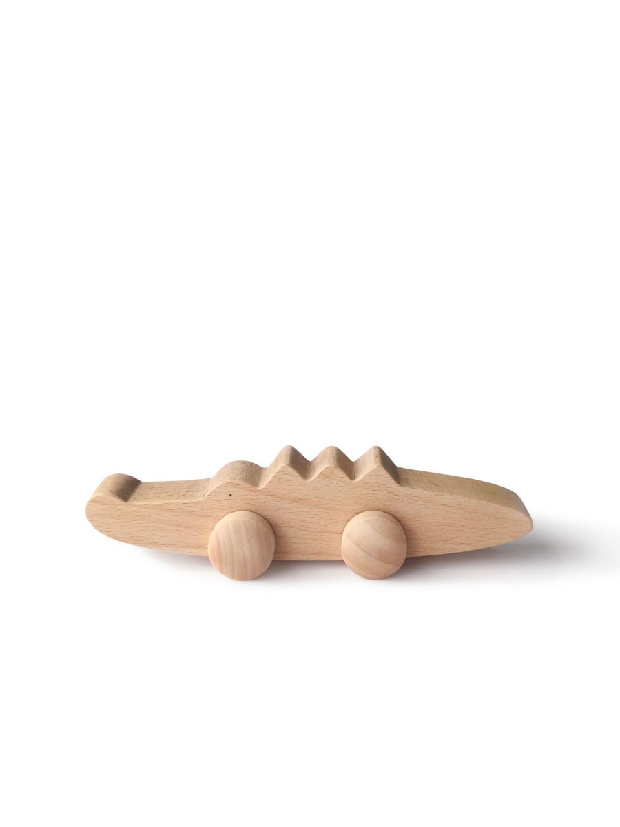 Gifts Tangerine Studio Little Treats | Wooden Crocodile With Wheels