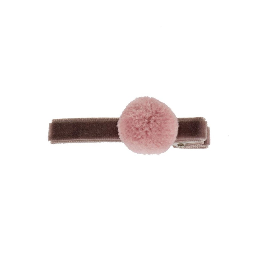 Gifts Bon Dep Eid Gift Shop | Alligator Hair Clip In Muldvarp With Dusty Pink Pom Pom By Bon Dep