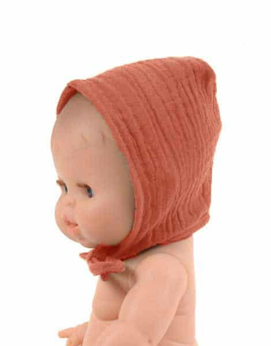 Play & Learn Minikane Dolls & Accessories | Round Bonnet Double Gauze Cotton In Sienna For Gordis Dolls By Minikane