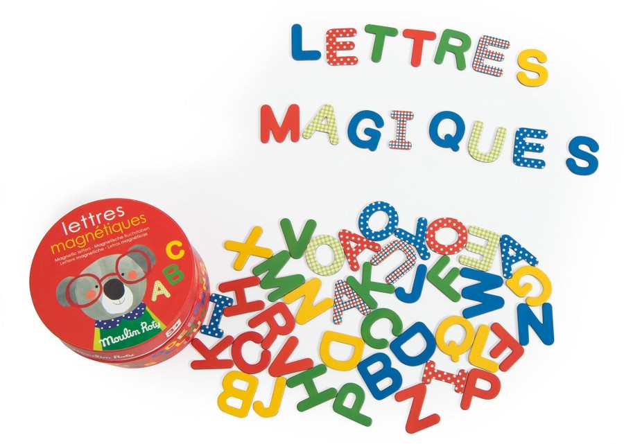 Play & Learn Moulin Roty Puzzles & Games | Magnetic Letters Box (54 Magnets)