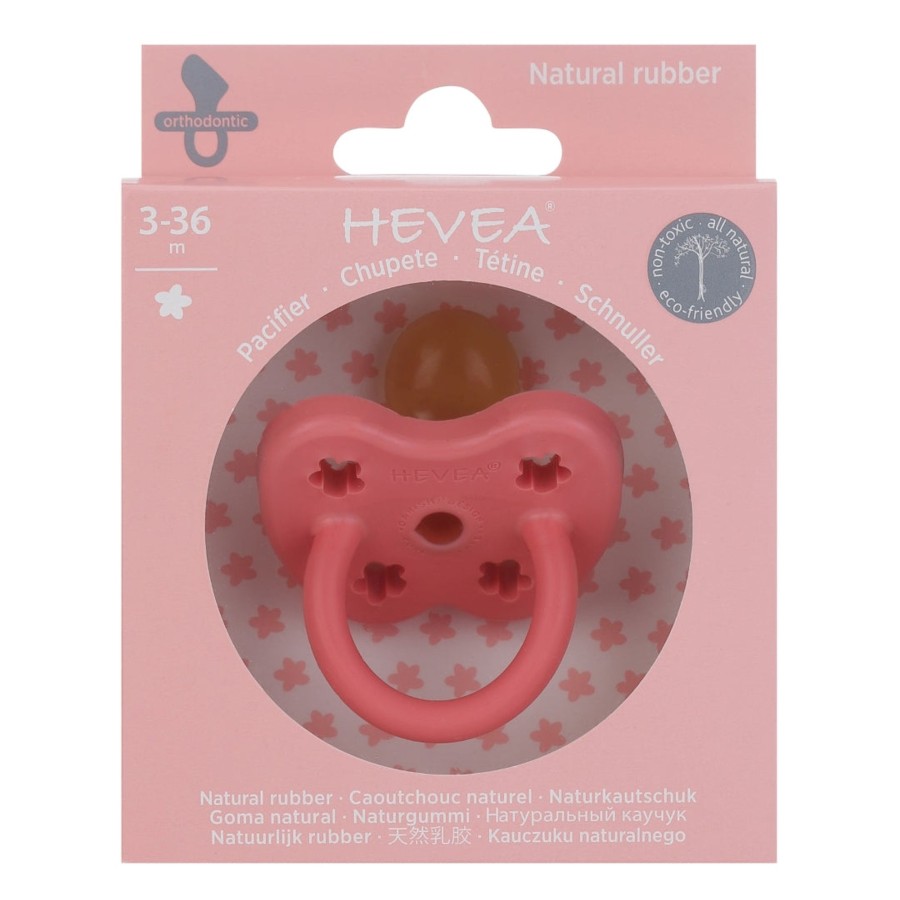 Baby Hevea Pacifiers, Clips & Teethers | Colourful Pacifier 3-36 Mth - Orthodontic In Coral