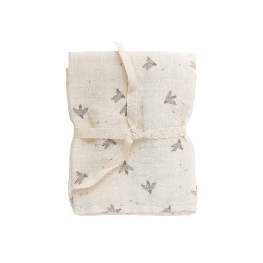 Baby Main Sauvage Blankets & Swaddles | Pigeons Muslin Swaddle Blanket By Main Sauvage