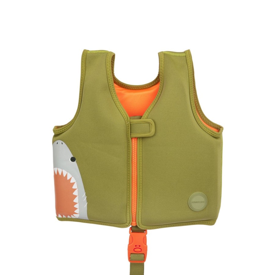 Play & Learn Sunnylife Beach & Pool Toys | Swim Vest Shark Attack | Olive 1-2Y