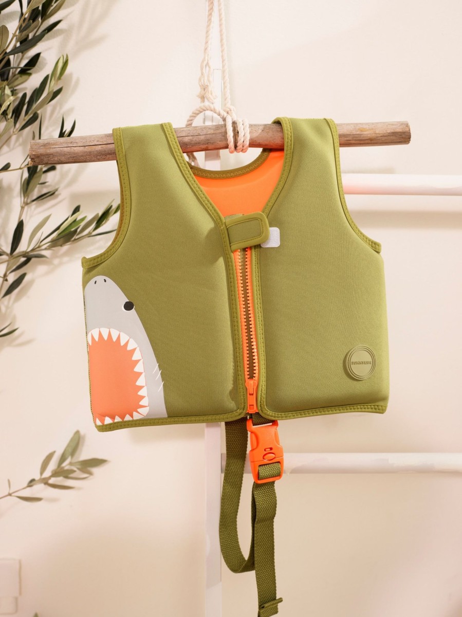 Play & Learn Sunnylife Beach & Pool Toys | Swim Vest Shark Attack | Olive 1-2Y