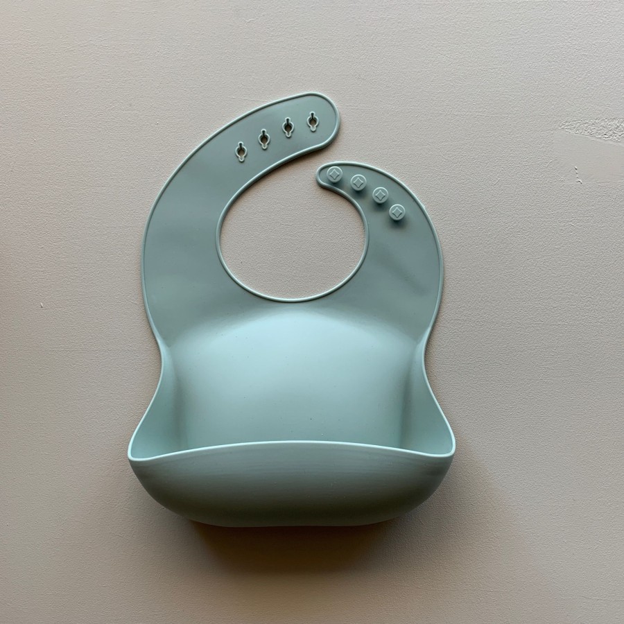 Baby Rommer Bibs | Solid Silicone Bib In Sea Mist By Rommer