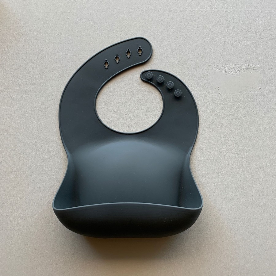 Baby Rommer Bibs | Solid Silicone Bib In Coal By Rommer