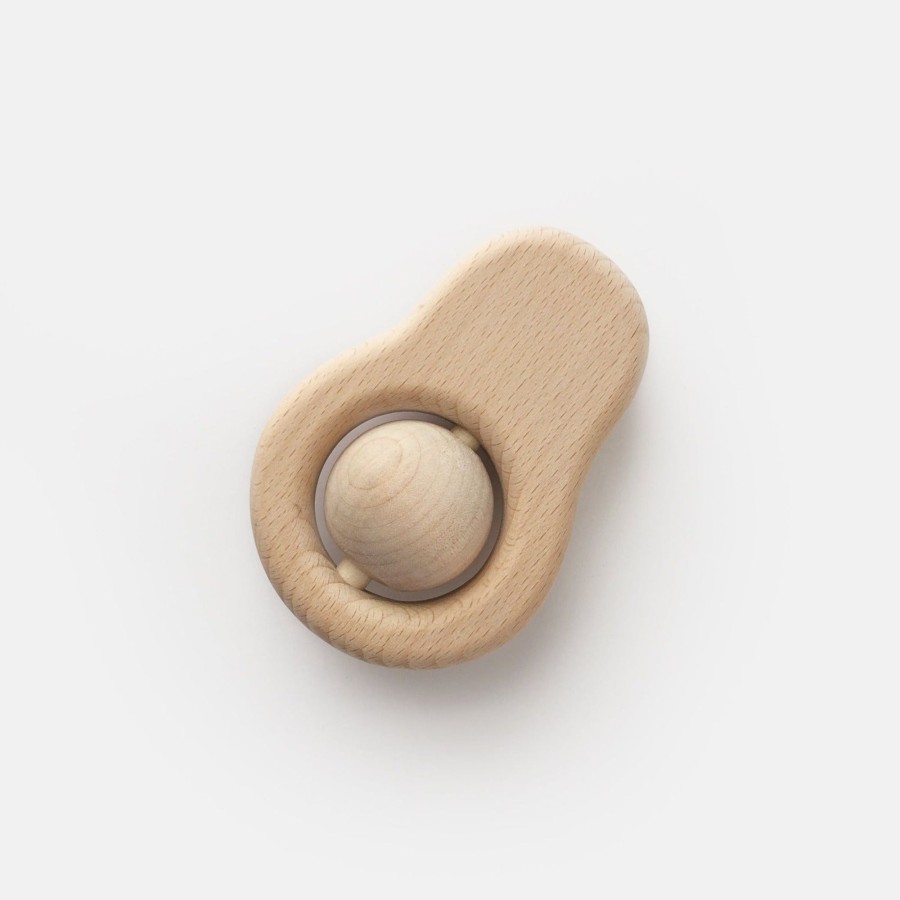 Play & Learn Tangerine Studio Wooden Toys | Avocado Rattle Teether