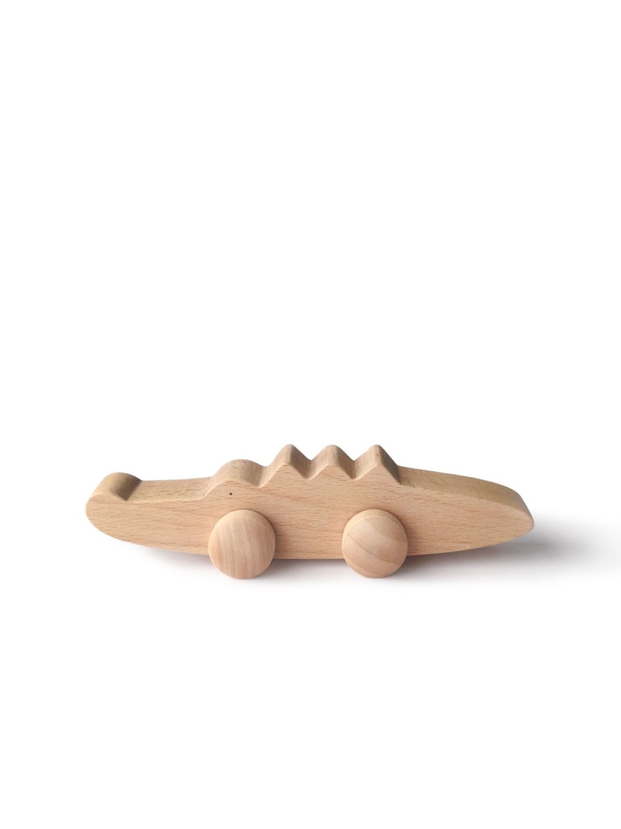 Play & Learn Tangerine Studio Wooden Toys | Wooden Crocodile With Wheels