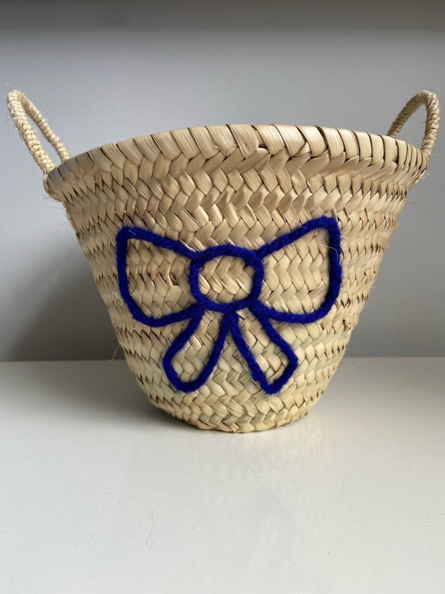 @Home edit58 Baskets & Suitcases | Embroidered 'Bow' Mini Basket | Navy