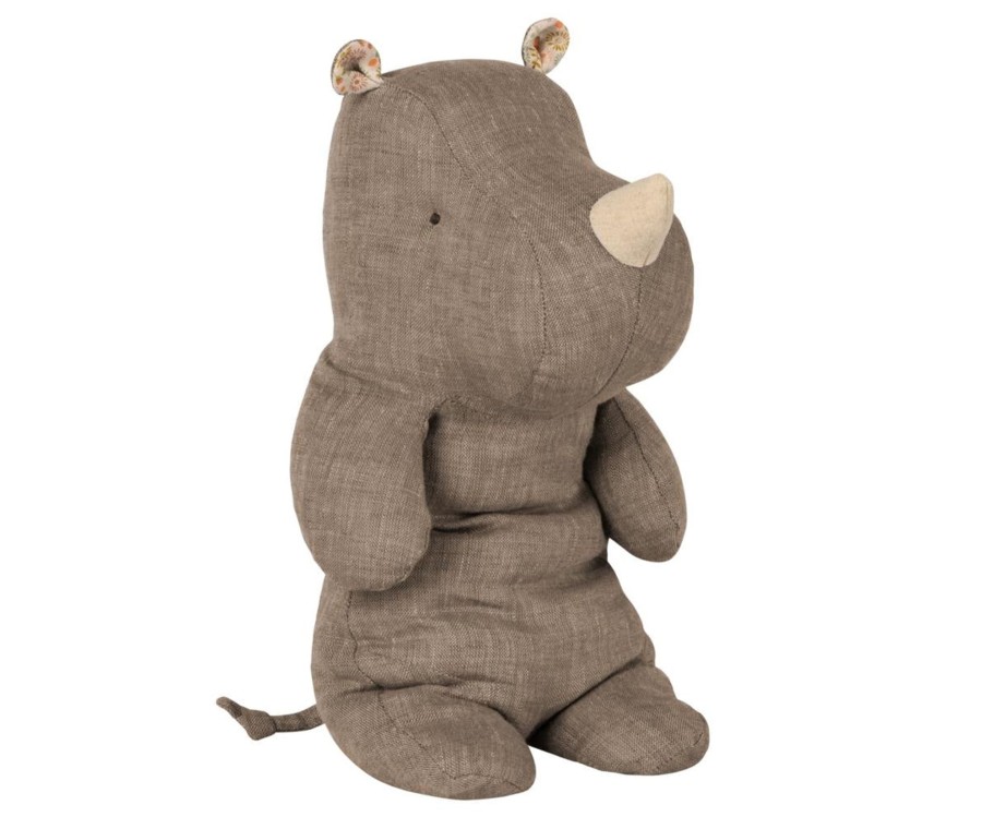 Baby Maileg Soft Toys | Safari Friends, Medium Rhino | Grey