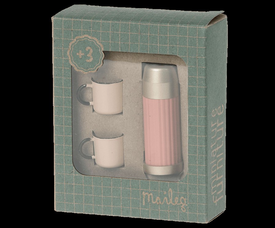 Play & Learn Maileg Pretend Play | Maileg Thermos And Cups | Soft Coral