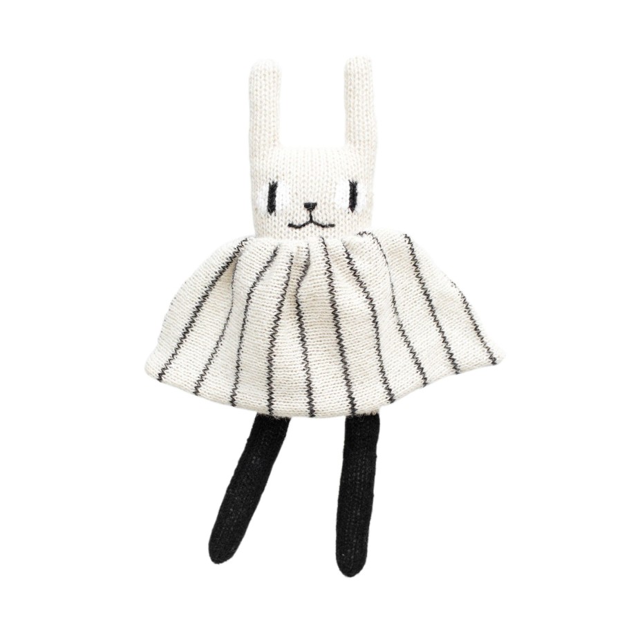 Baby Main Sauvage Soft Toys | Rabbit Knitted Soft Toy In Black And White Striped Dress