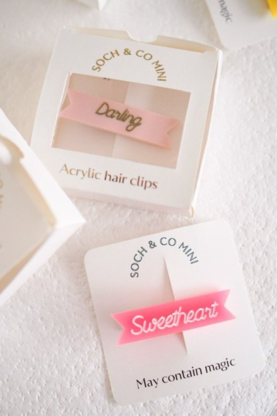 Gifts Soch & Co Eid Gift Shop | Sweetheart Acrylic Hair Clip | Pop Pink