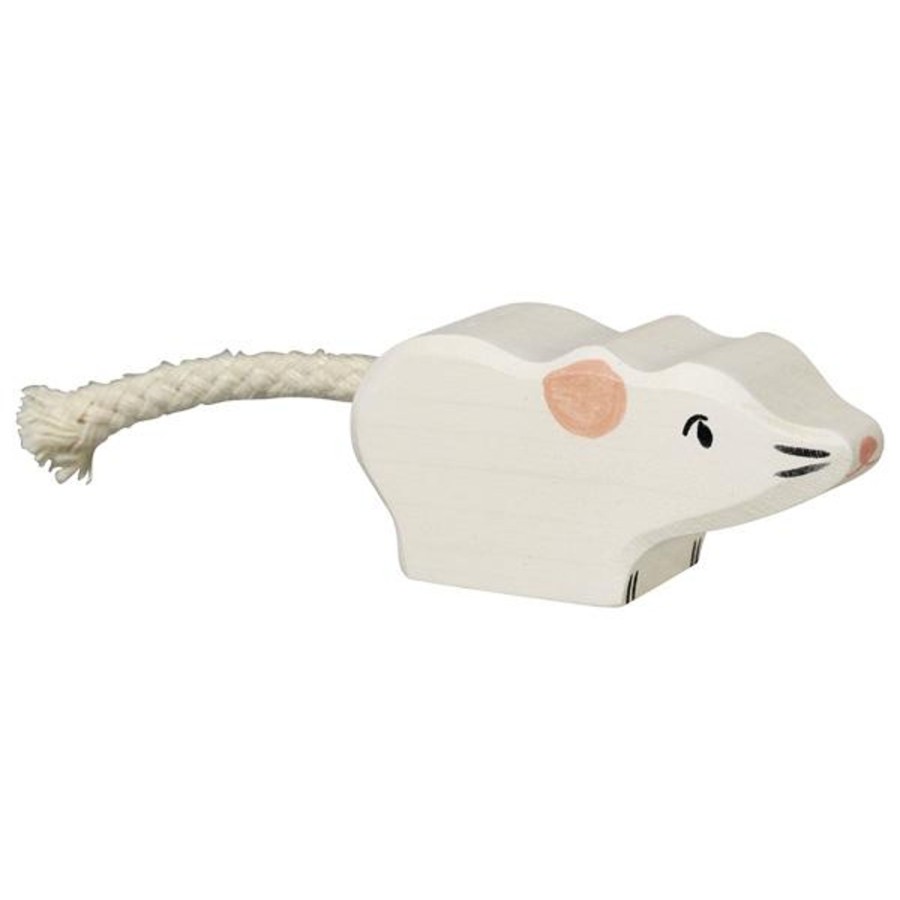 Gifts Holztiger Little Treats | White Mouse Wooden Figure