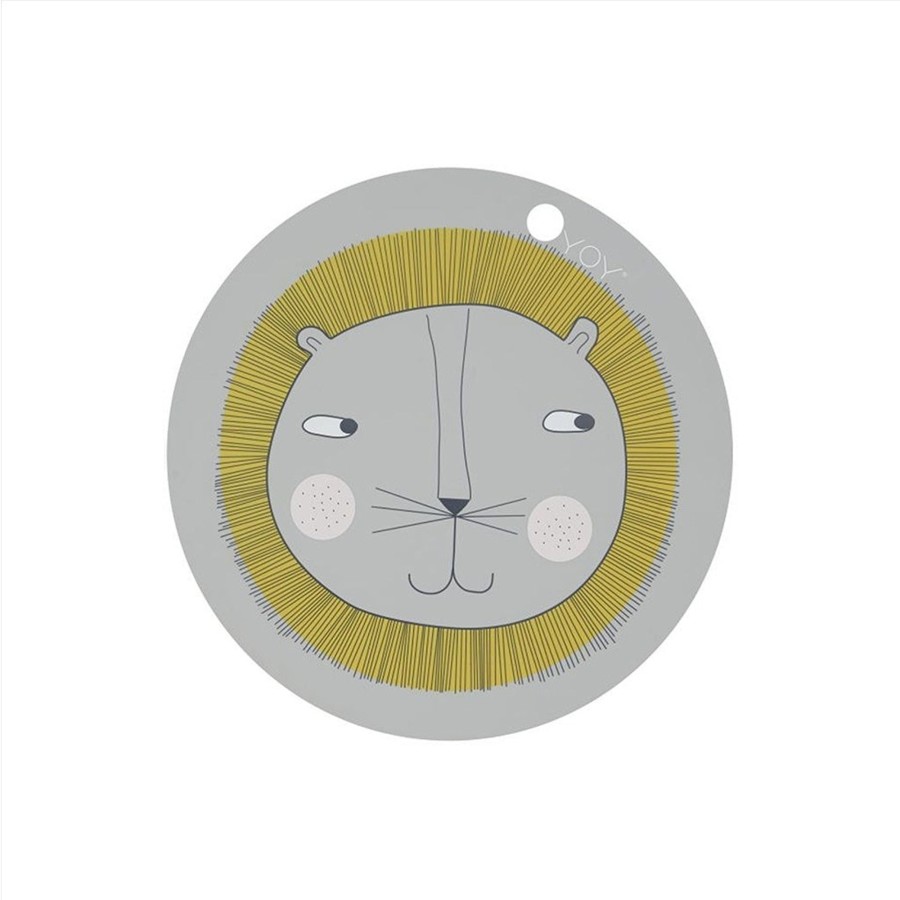 Baby OYOY Baby Mealtime | Lion Placemat | Light Grey