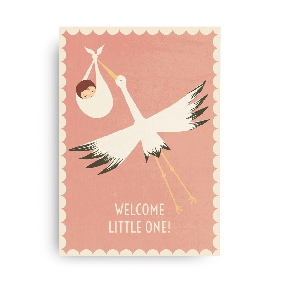 Gifts MONIMARI Eid Gift Shop | Welcome Little One New Born Postcard By Monimari | Vintage Rose